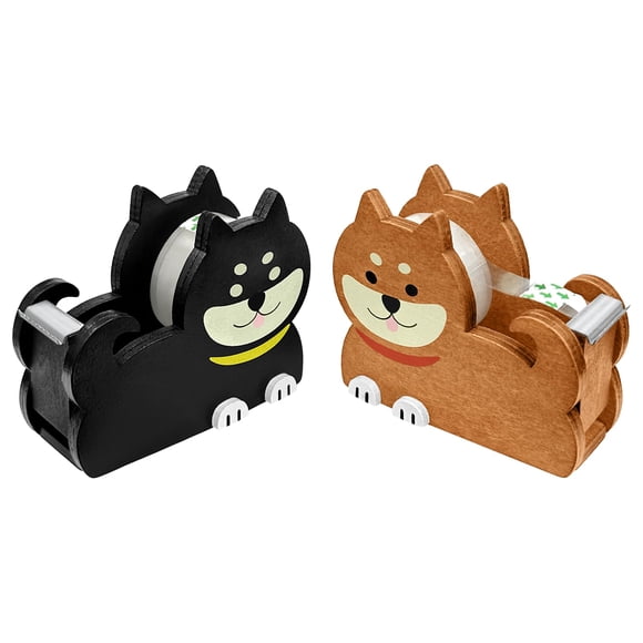 Dispensador de cinta EQUNROY 2 unidades negro y marrón con perro Shiba Inu