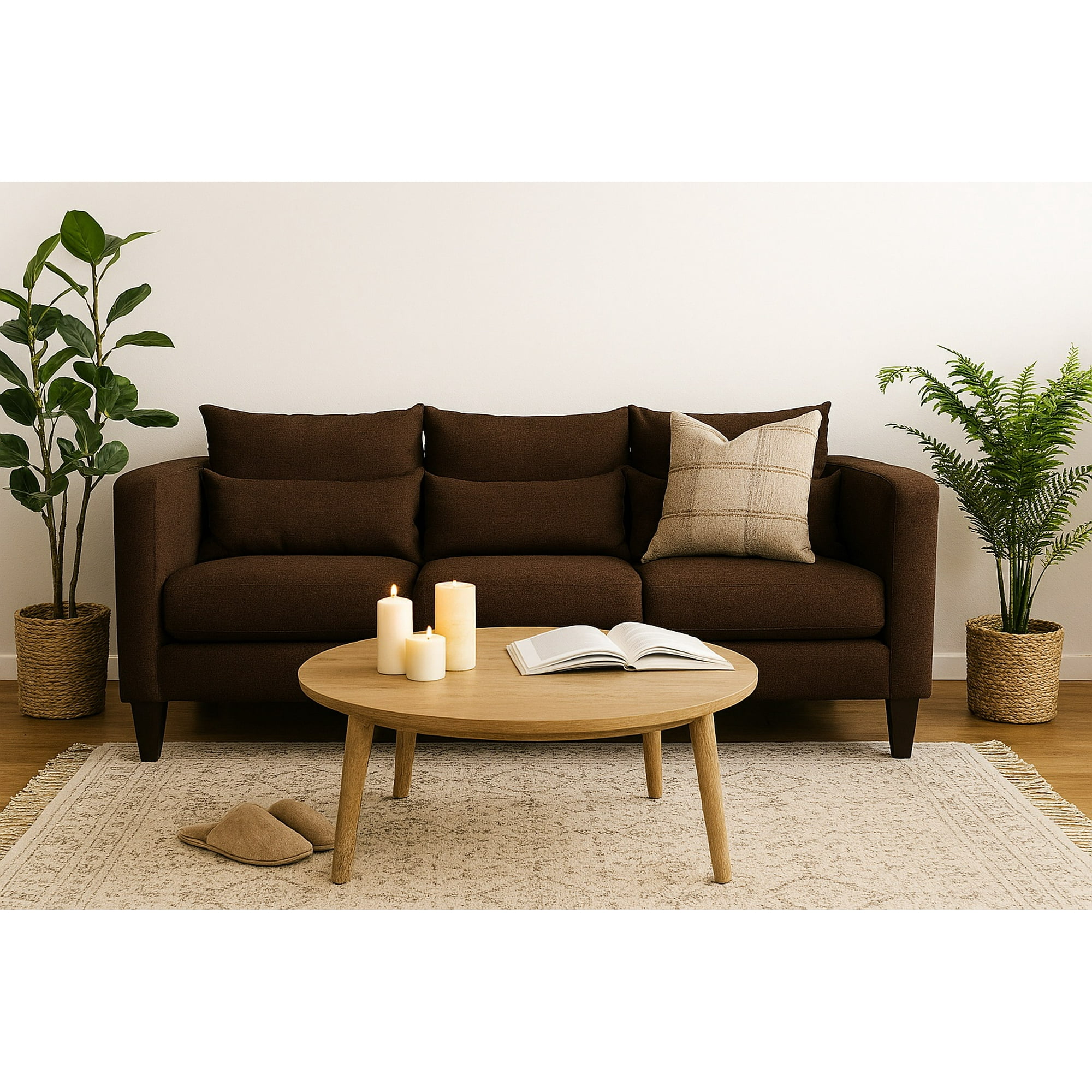 Casa Wow Deco - Sofá 3 Cuerpos Lagna Café Tela – Confort Y Estilo Para Tu Hogar