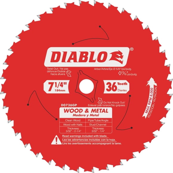 Saw Blade Freud, 7.25 pulgadas, 36 T, madera y metal, paquete de 5