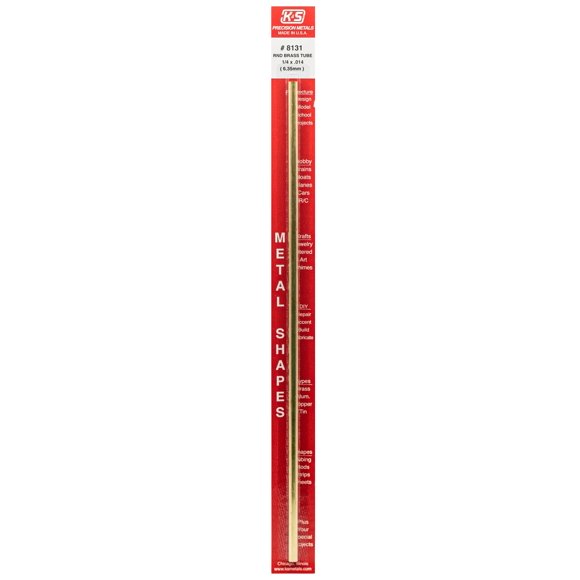 Tubo de latón K&S Precision Metals de 6,35 mm de diámetro exterior x 0,35 mm de pared x 30 cm