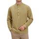 thumbnail image 1 of INSPIRE CHIC Camisa de Lino para Hombre con Patrón Henley de Manga Larga para la Playa 2XL Caqui, 1 of 5
