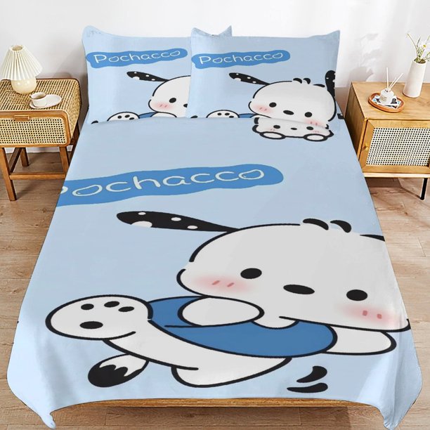 Pochacco-Melody Pochacco-Melody Bedding Set Sheet Set for Kids Adults,All Season Lightweight