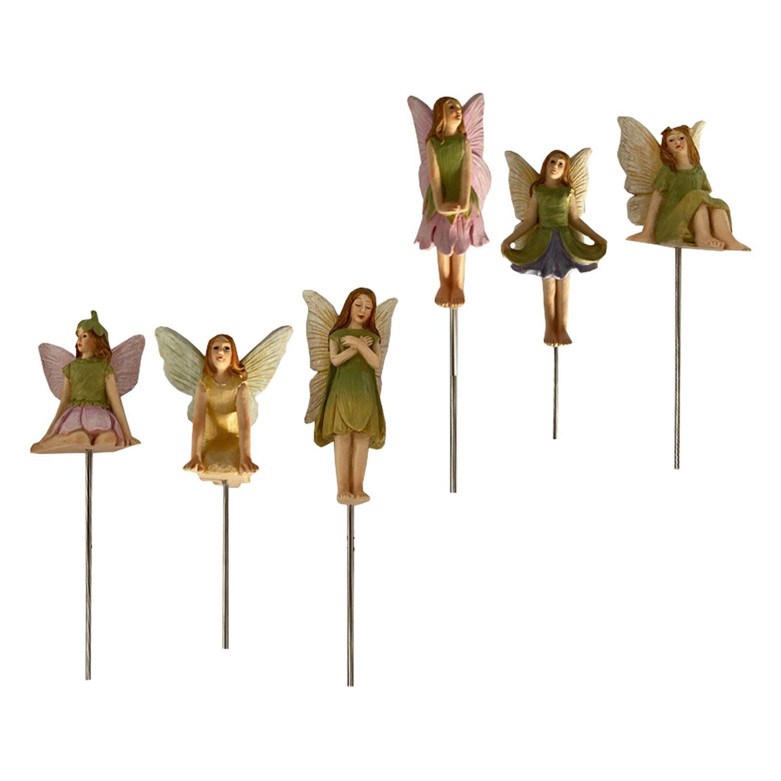 Magideal - 6X Figuritas En Miniatura Accesorios De Jardín De Hadas Regalo Diy Artesanía Estatua De Hadas Adornos De Paisaje Para Terrario De Balcón Al Aire Libre