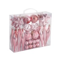 Magideal - 40X Bolas De Cristal Navideñas, Pequeños Colgantes Navideños, Adornos Navideños Decorativos Para Aniversario, Interior, Exterior, Porche, Patio, Casa, Rosa