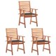 thumbnail image 1 of Sillas de comedor para patio VidaXL, 3 unidades, madera de acacia con respaldo de listones, 1 of 9
