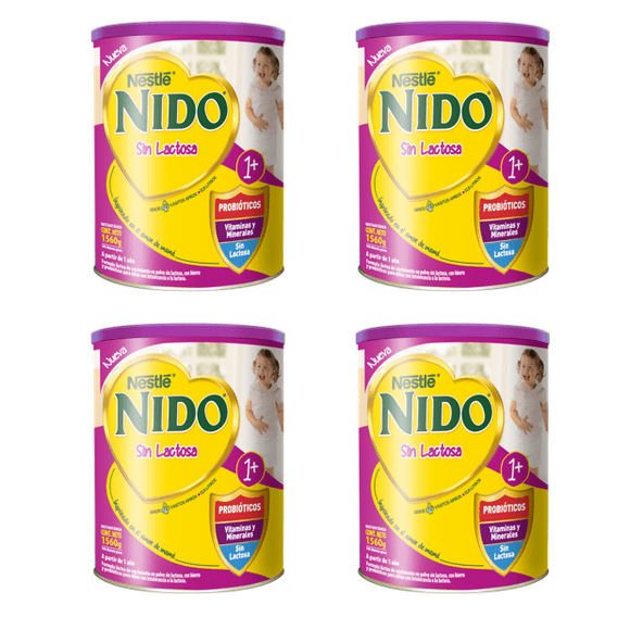 Pack 4 Fórmula Láctea Nido 1+ Sin Lactosa 1560g +1 año