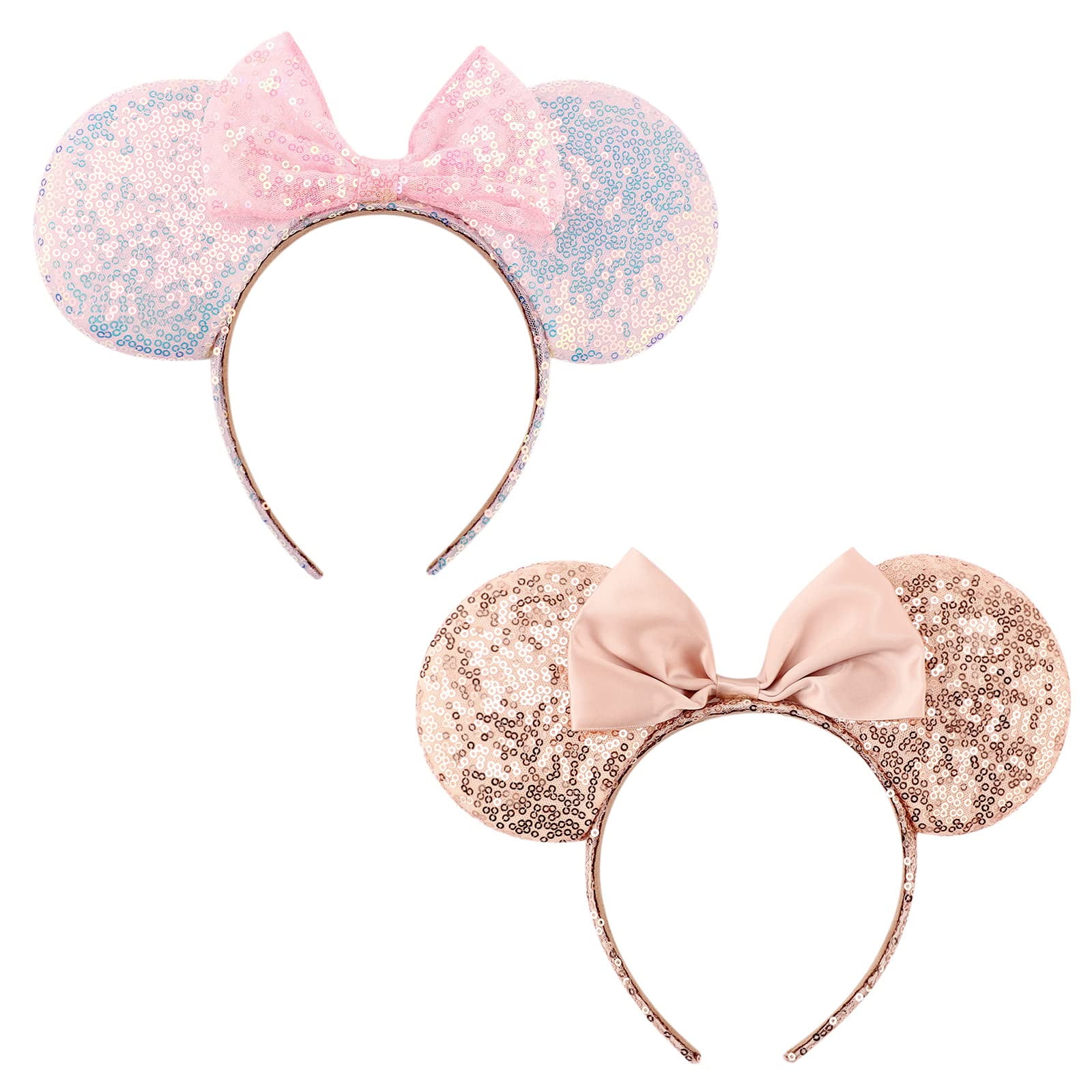 Diadema Dreshow Con Orejas De Ratón Con Forma De Lazo Con Purpurina Para Fiestas De Niñas Y Mujeres