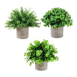Magideal - 3 Piezas Pequeñas Plantas Falsas Plantas Artificiales En Macetas Plantas Decorativas De Imitación En Maceta Para Estante De Oficina Decoración De Baño Estilo H