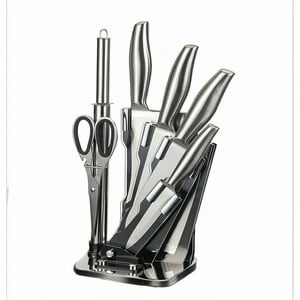 Genérico - Set De Cuchillos 7 Piezas Acero Inoxidable + Soporte