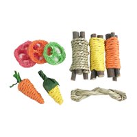 Magideal - 9X Hámster Juguetes Para Masticar Conejo, Rama De Árbol, Maíz, Rábano Juguete Molar Para Masticar Para Ardilla Animales Limpieza De