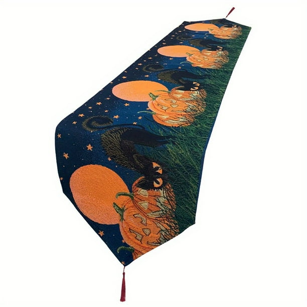 1pc, Spooky Halloween Table Runner - Cotton Polyester Blend, Perfect for Dinner Parties and Home Decor, Gift Idea