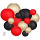 thumbnail image 1 of Set de faroles decorativos de papel zilue, negro, dorado y rojo, 15 unidades, 1 of 7