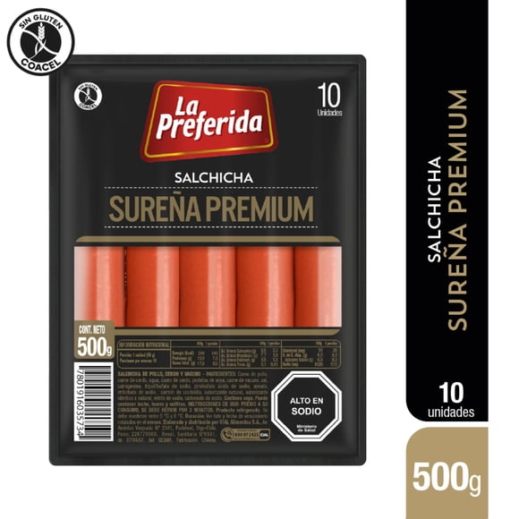 Salchicha Sureña Bolsa 10 Un, 500 g