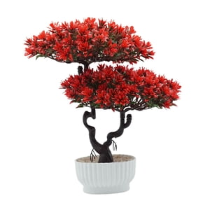 Bothyi - Bonsái Artificial Para Interiores, Decoración De Interiores, Para Casa De Campo, Dormitorio, Color Rojo