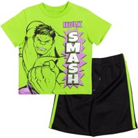 Conjunto De Remera Gráfica Y Shorts Para Niños Marvel Avengers Hulk