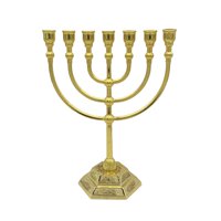 Magideal - Portavelas Menorah Con 7 Ramas Centro De Mesa Shabat Candelabros Aureate Dorado