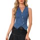 thumbnail image 1 of INSPIRE CHIC Chaleco de Mezclilla Recortado para Mujeres con Cuello en V Tops de Jean Cortos Estilo Occidental L Azul, 1 of 6