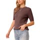thumbnail image 4 of INSPIRE CHIC Suéter de Manga Corta para Mujer Cuello Redondo Otoño Invierno Tejido Casual Suéteres Top M Marrón, 4 of 6