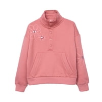 Pillin - Polerón Niña Flores Cuello Alto Y Broches Ladrillo