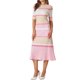 thumbnail image 4 of INSPIRE CHIC Vestidos de Punto a Rayas para Mujer, Manga Corta, Midi, Vestido Suéter Acanalado, Talla M, Rosa, 4 of 6
