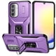 thumbnail image 1 of Funda Armada para Samsung Galaxy A26 con Tapa Deslizante y Soporte Magnético Giratorio Morado, 1 of 5