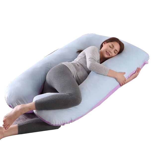 Almohada para embarazadas, almohada en forma de U desmontable y lavable, cojín grande, almohada de cintura