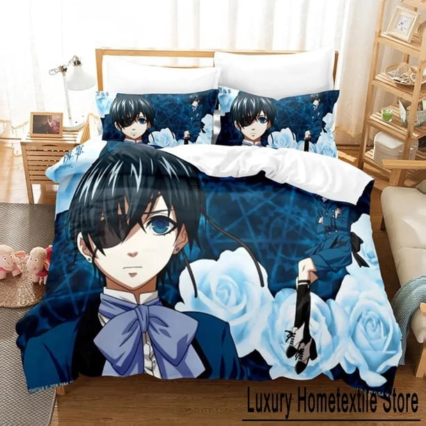 Black Butler Sebastian Bedding Set Boys Girls Size Duvet Cover Pillowcase Bed Kids Adult Home Textile Bed Sheets