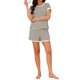 thumbnail image 2 of INSPIRE CHIC Conjunto de Pijama a Rayas para Mujer, Camiseta de Manga Corta con Cuello Redondo y Pantalones Cortos, 2 Piezas de Ropa de Casa con Bolsillos M Albaricoque, 2 of 6