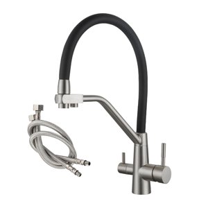 Magideal - Grifo De Cocina De Purificación, Grifo Mezclador De Cocina De 3 Vías, Válvulas De Cerámica Universales, Grifo De Fregadero De Cocina Frío Y Caliente A Con Tubos