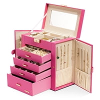 Homde - Joyero Home Enorme De Piel Sintética Con Espejo Y Cierre