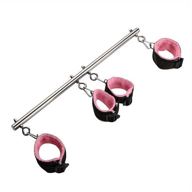 1pc Stainless Steel BDSM Bondage Set - Extendable Spreader Pole, Handcuffs, and Ankle Cuffs for Fetish Restraints and Adult Sex Toys for Couples