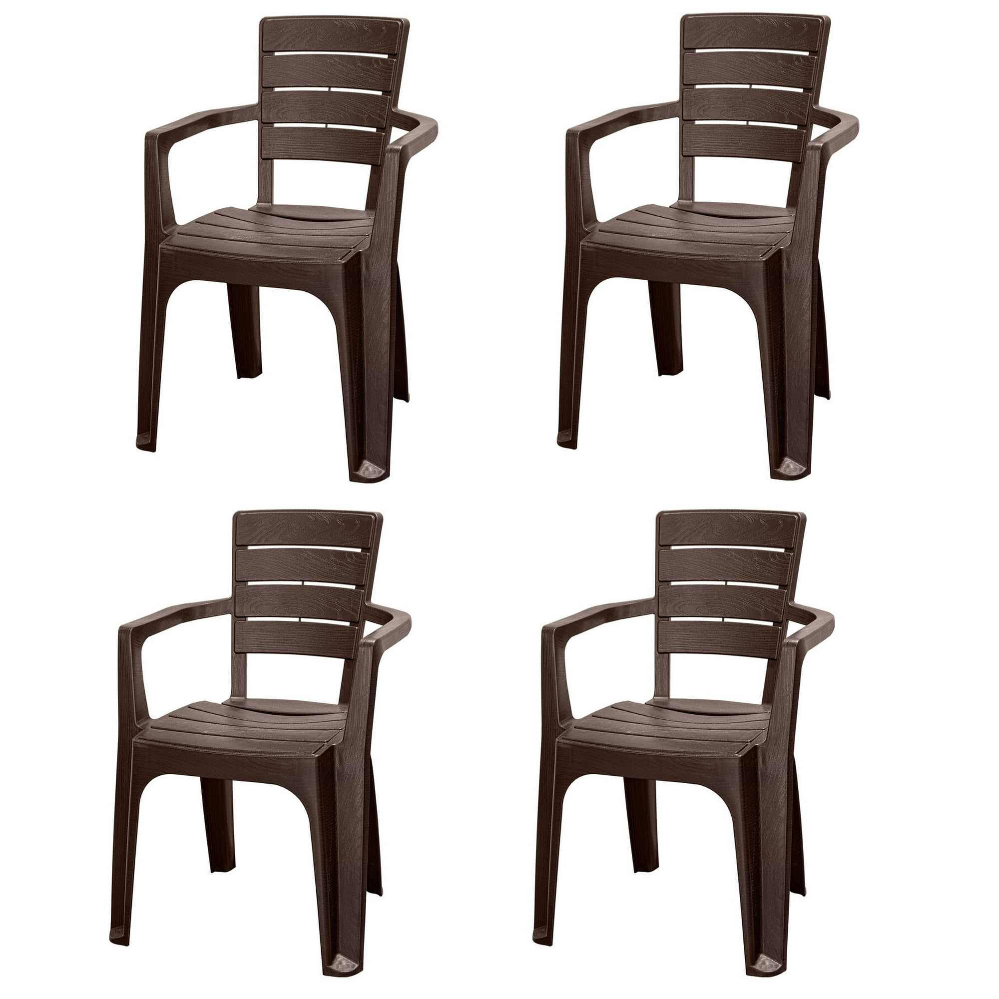 Reyplast - Set 4 Sillas Comedor/terraza/camping Roble Con Apoyabrazos