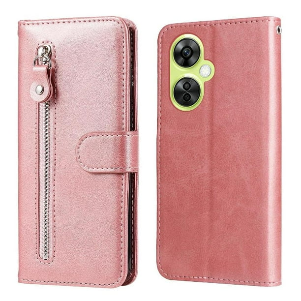 Funda con Cremallera para OnePlus Nord CE 3 Lite, Carcasa Cartera de Cuero PU con Soporte y Tarjetero