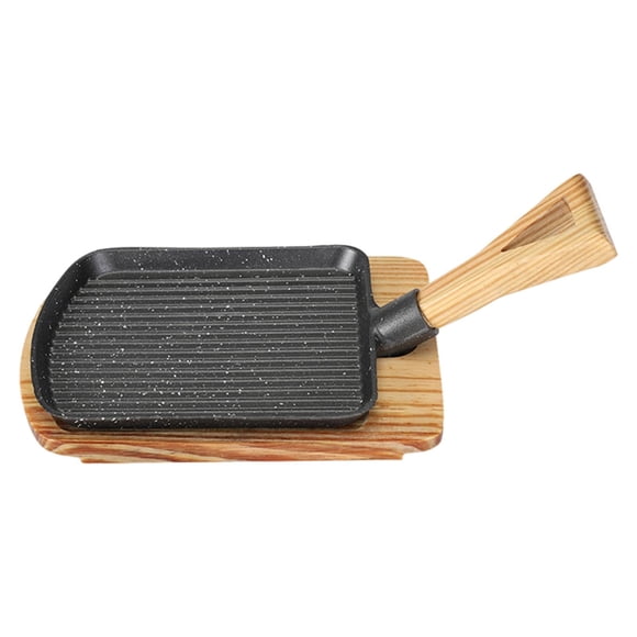 Plancha para freír bistec, plancha para barbacoa, sartén para asar y tabla de aislamiento térmico, plancha para parrilla Teppanyaki, sartén para carne S
