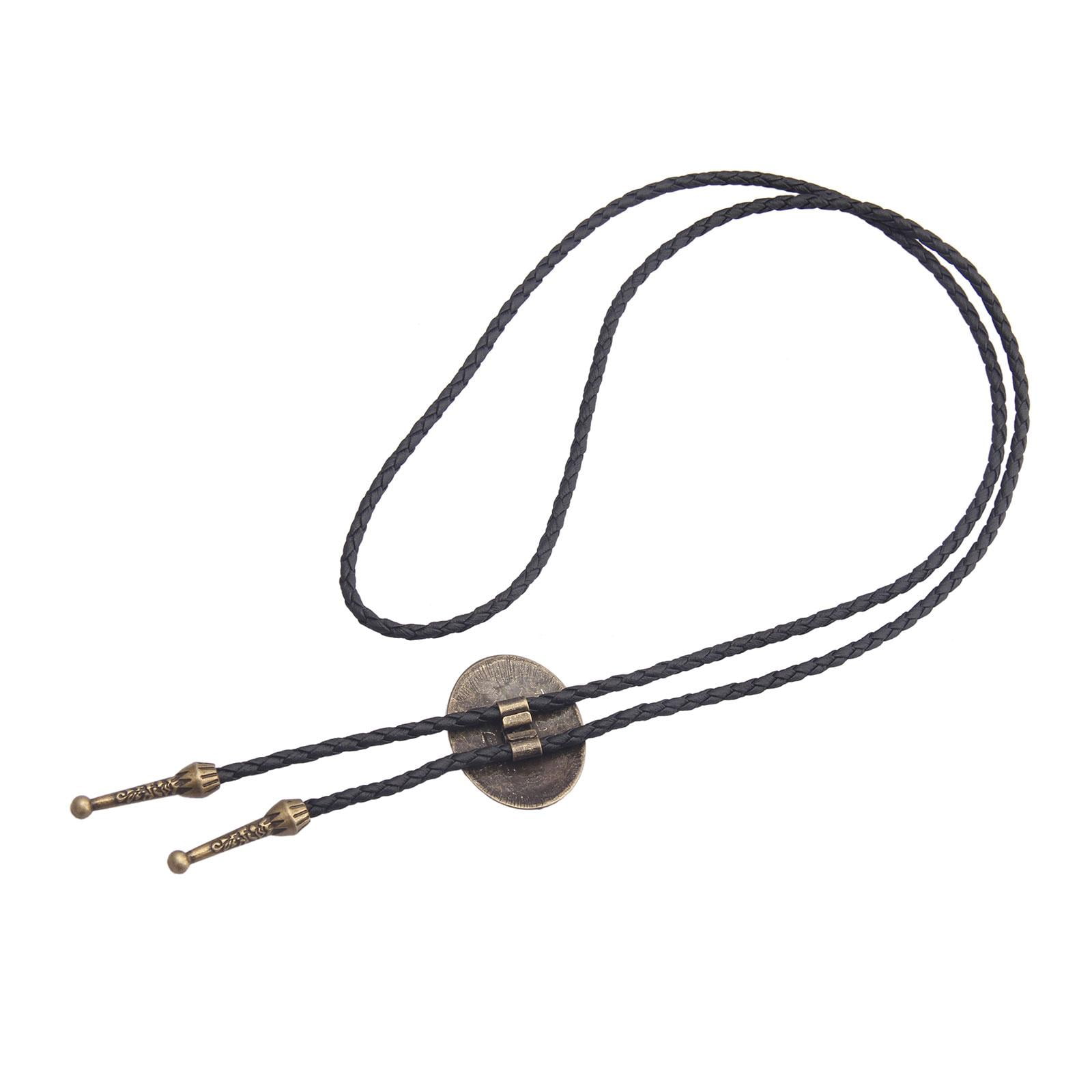 Ioensy - Western Cowboy Bolo Tie Para Hombres Pu Cuero Corbata Joyería Para Halloween Bronce