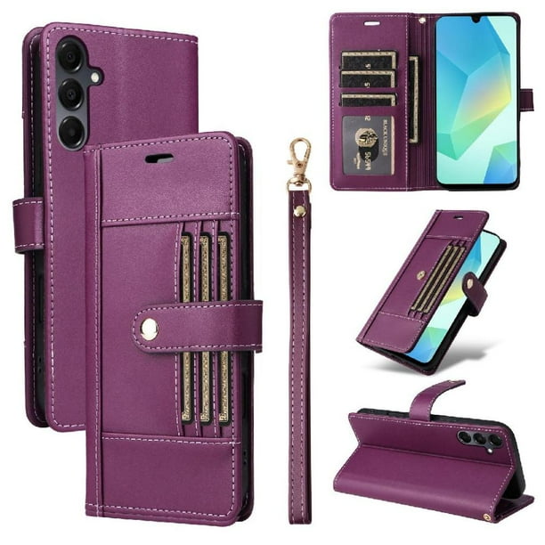 FOXDOCK Funda tipo Cartera para Samsung Galaxy A17 – Cubierta de Cuero PU con Múltiples Ranuras, Bolsillo para Efectivo y Correa de Muñeca
