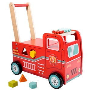 Magideal - Camión De Bomberos, Carrito De Empuje Para Bebé, Juguete De Empuje, Educación Temprana, Carrito De Compras De Juguete De Madera Para Regalo De Recién