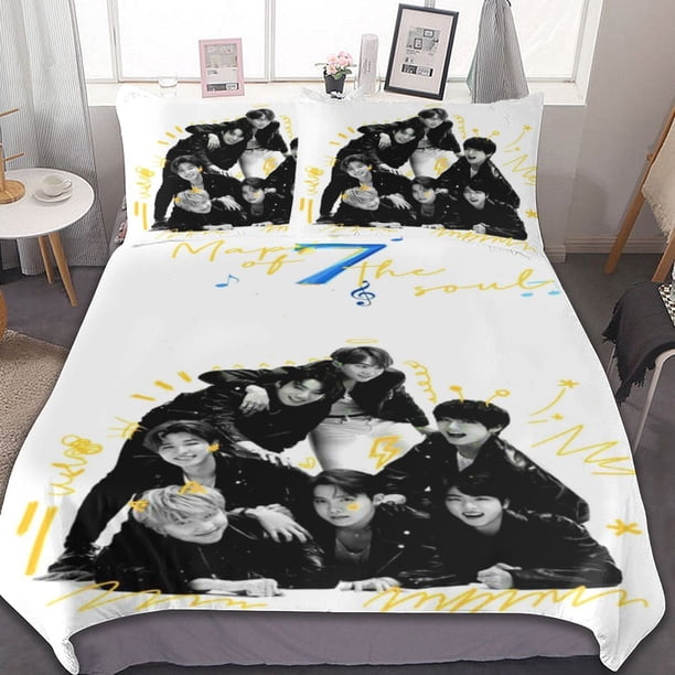 Kpop BTS Bedding Set Twin SizeKpop BTS Kpop BTS Duvet Cover for Boys Girls TeensSoft Comfortable Breathable Kid 3 Pcs with Zipper