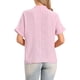 thumbnail image 3 of INSPIRE CHIC Blusa casual a rayas para mujer con cuello en V, botones al frente y manga corta S Rosa claro, 3 of 6