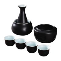 Magideal - -Juego De Sake Con Calentador, Tazón Calentador De Bebidas De Sake, 4 Tazas, Cerámica De Creativa, Regalo Tradicional Para La Fiesta Del Té Negro