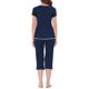 thumbnail image 3 of INSPIRE CHIC Conjunto de Pijama para Mujer de Mezcla de Rayón Suave con Manga Corta y Pantalones Capri con Cintura Elástica Ropa de Casa para Primavera Verano L Azul Marino, 3 of 6