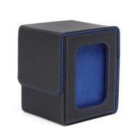 Xusx111 - Caja Se Adapta A 120+ Tarjetas De Manga Única, Caja De Tarjeta De Cierre Magnético De Cuero Pu Con 2 Divisores Negro/Azul