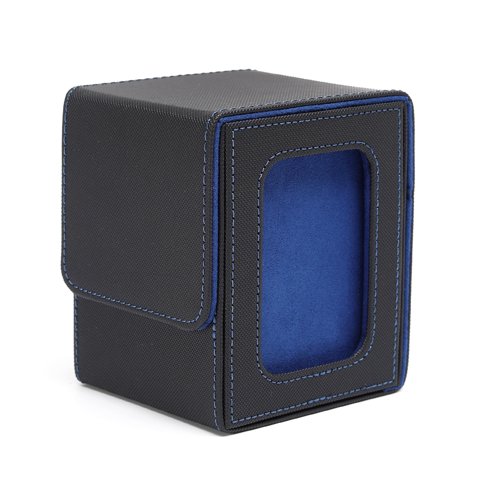 Xusx111 - Caja Se Adapta A 120+ Tarjetas De Manga Única, Caja De Tarjeta De Cierre Magnético De Cuero Pu Con 2 Divisores Negro/Azul