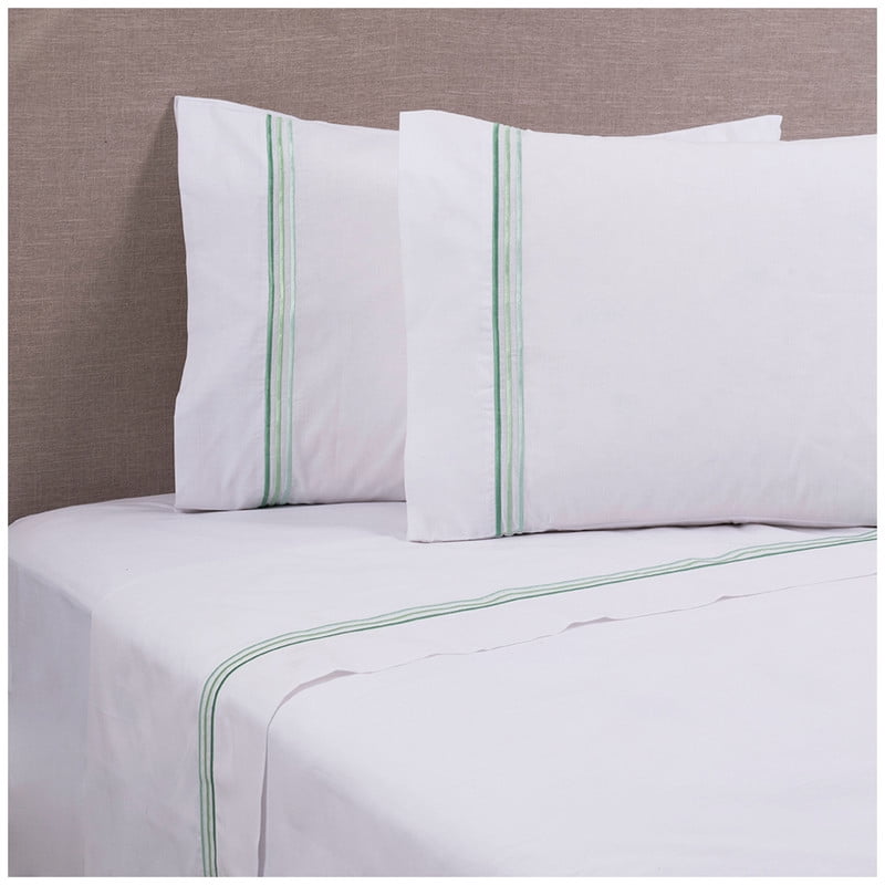 Mashini - Juego De Sábanas 144 Hilos King Line Verde