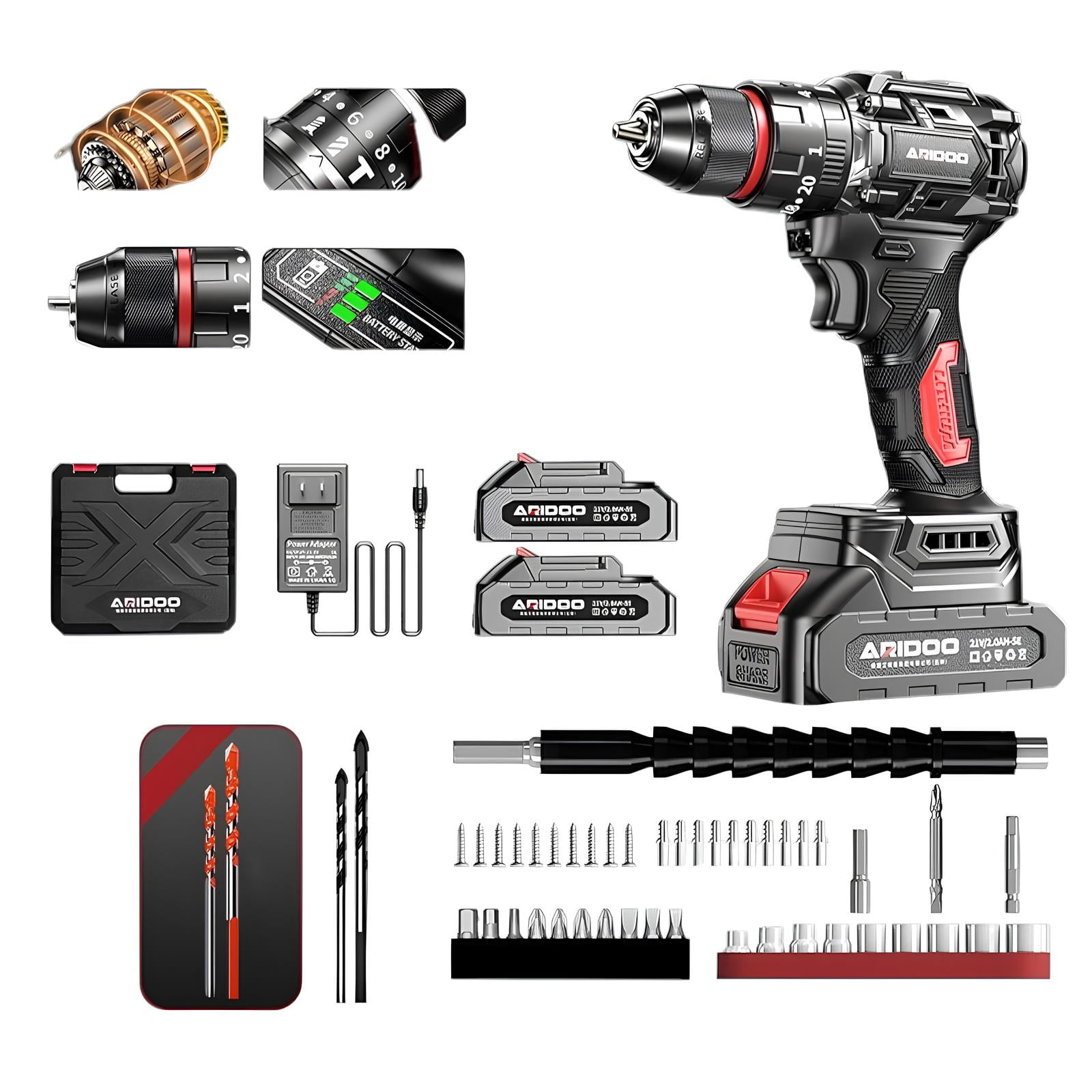 Lubabycas - Kit Taladro Atornillador Inalámbrico 21v 2 Baterías B02