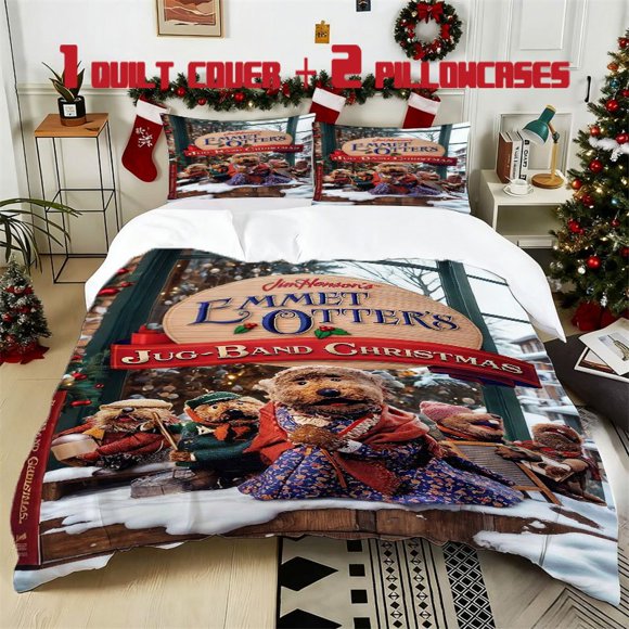 3pcs Emmet OtterPrinted 3pcs Bedding Set Soft Duvet Cover with 2 Pillowcases All Season Comfort