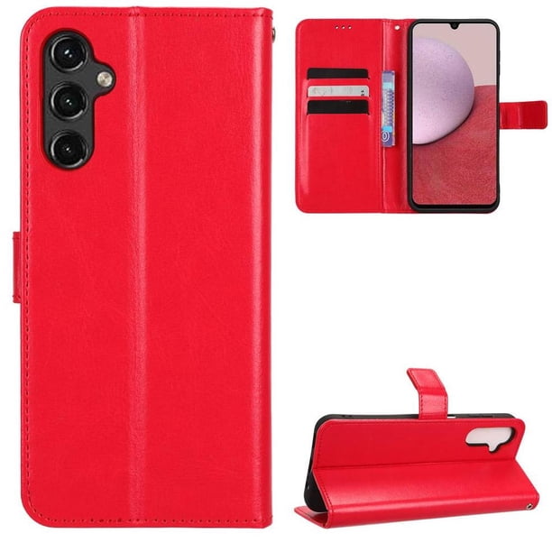 Funda tipo libro para Samsung Galaxy A14 5G, cartera todo‑en‑uno, funda multifuncional con tarjetero y correa de muñeca desmontable