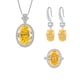 thumbnail image 1 of 3 Pzas Encantadores Juegos de Joyería Nupcial Ovalada Amarilla para Boda Collar Colgante de Plata Esterlina con Circonia Cúbica Aretes Colgantes y Anillos Talla 5-9 Ideal para Esposa Mujeres Juego, 1 of 9