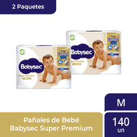 2 Paquetes Pañales Babysec Super Premium 140 Un Talla M