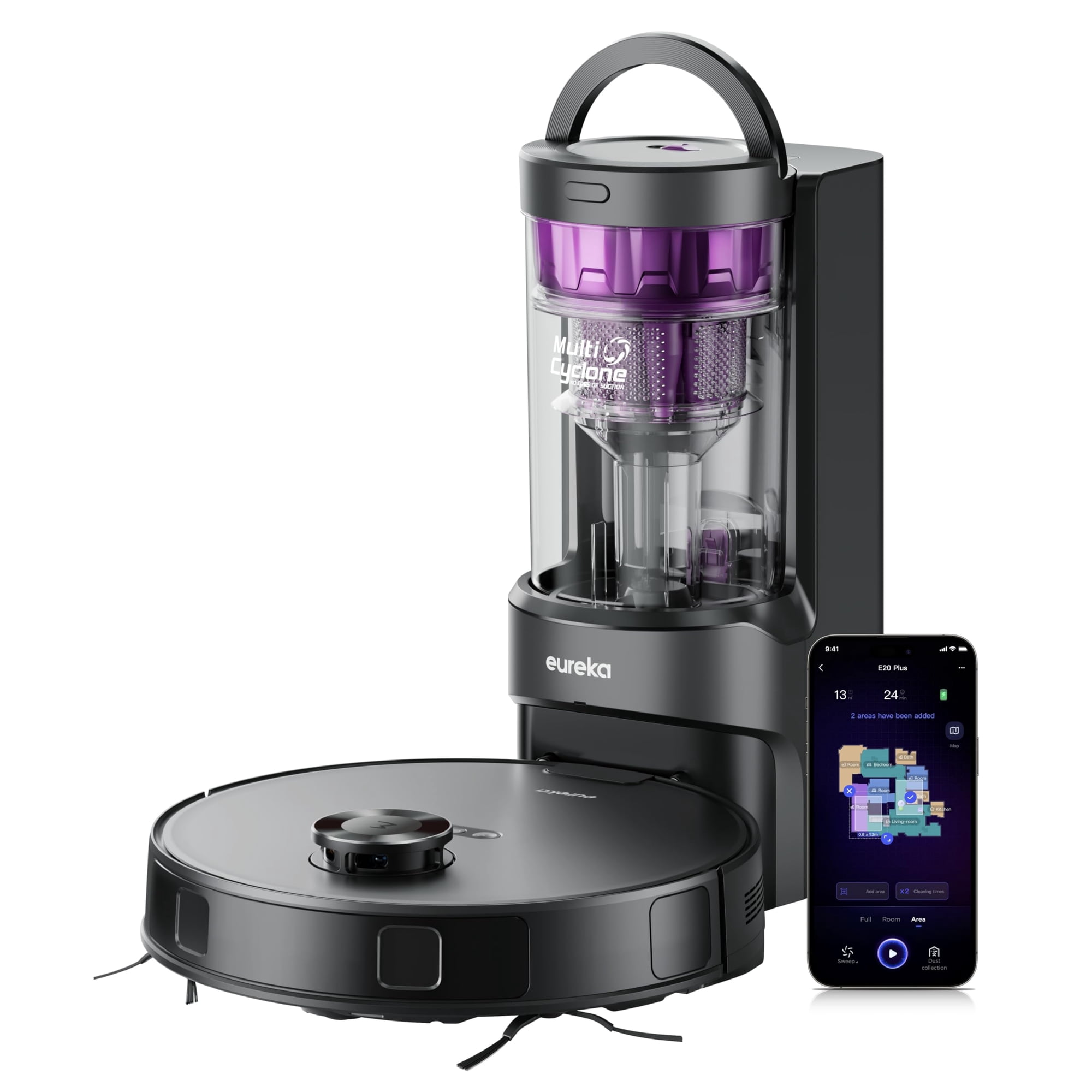 Robot Aspirador Eureka E20 Plus, Sin Bolsa, Con Autovaciado, 45d